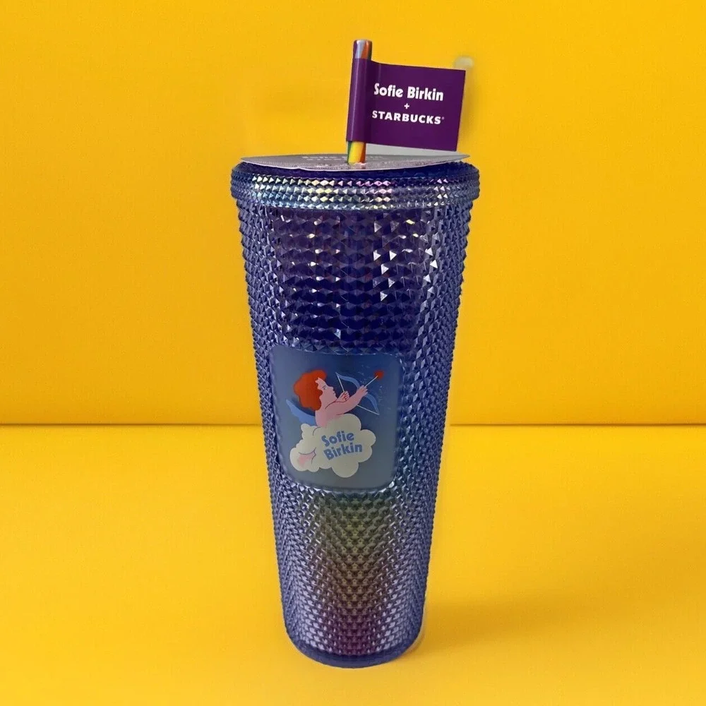 Starbucks‎ Purple Tumbler Rainbow Straw Studded Bling Venti 2024 New